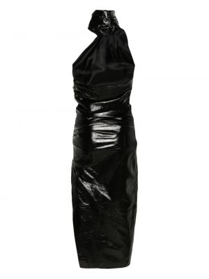 Kožené dlouhé šaty Manokhi černé