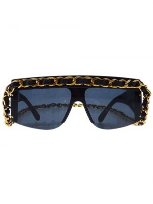 Kožené sluneční brýle Chanel Pre-owned černé