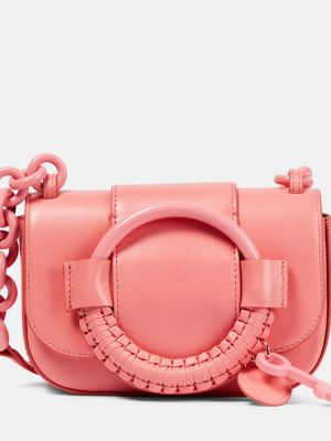 Kožená taška přes rameno See By Chloã© růžová