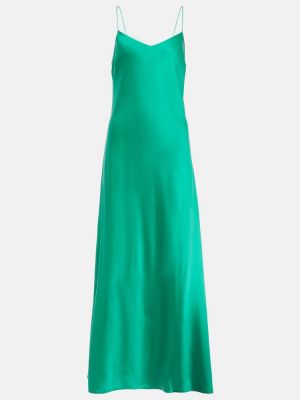 Копринена сатенена макси рокля Asceno зелено