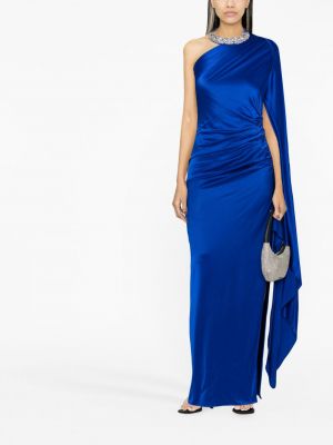 Drapované saténové večerní šaty Alexandre Vauthier modré