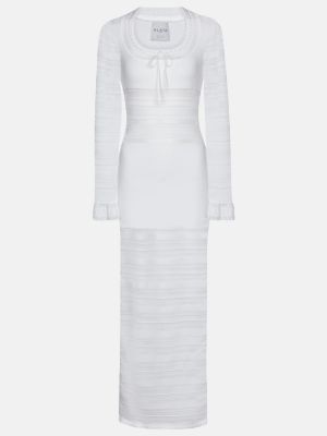 Čipkované džerzej midi šaty Alaã¯a biela