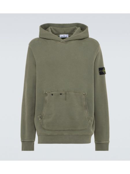 Hoodie i bomull i jersey Stone Island grön