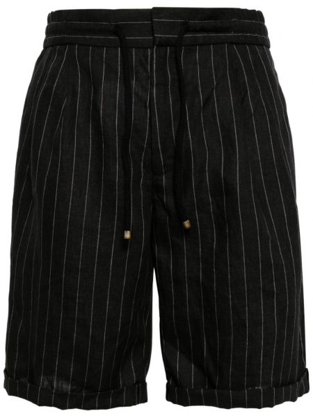 Lanene bermuda kratke hlače s črtami Brunello Cucinelli siva