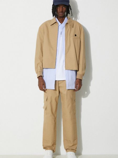 Jednobarevné bavlněné slim fit cargo kalhoty Ambush hnědé