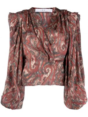 Jedwabna bluzka z nadrukiem z wzorem paisley Iro czerwona