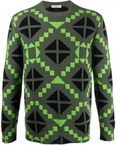 Raštuotas megztinis Valentino Garavani žalia