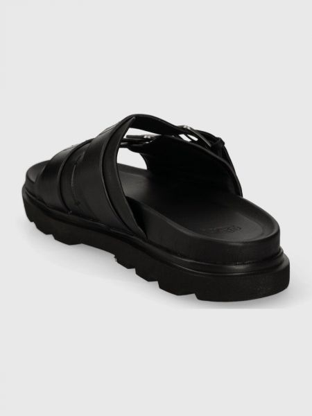 Kožené pantofle s přezkou Ugg černé