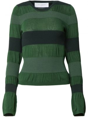 Пуловер на райета с кръгло деколте Equipment зелено