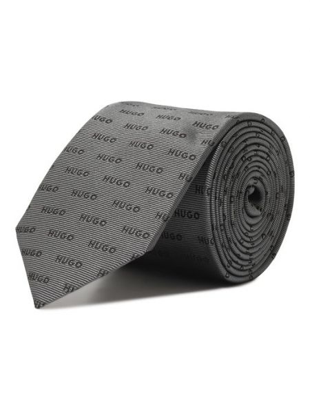 Шелковый галстук Hugo серый