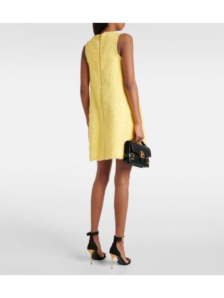 Φόρεμα tweed Balmain κίτρινο
