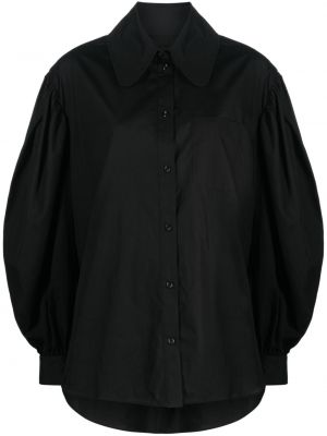 Bavlněná košile s knoflíky s kulatým výstřihem Simone Rocha - černá