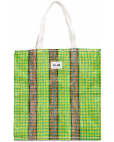 Карирани шопинг чанта Pura Utz зелено