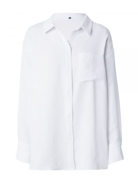 Oversize блуза с копчета с дълъг ръкав Trendyol бяло