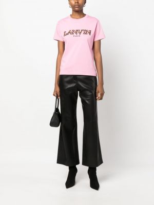 Bavlněné tričko s výšivkou Lanvin růžové