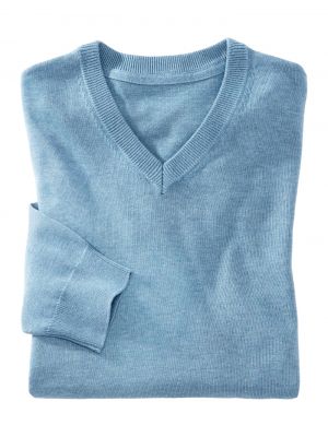 Меланжов пуловер H.i.s синьо