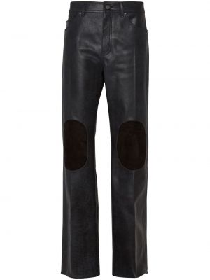 Kožené rovné kalhoty Ferragamo černé