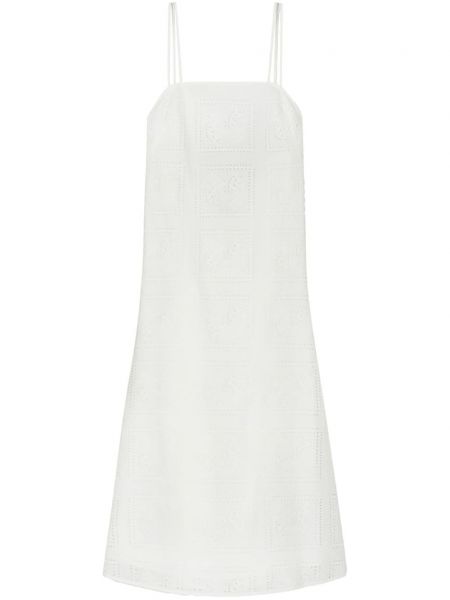 Bavlněné páskové šaty Tory Burch bílé