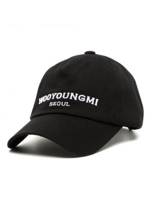Памучна шапка с козирки бродирана Wooyoungmi черно