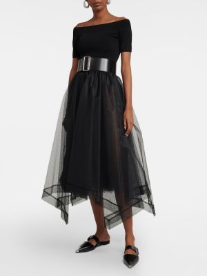 Asymetrické tylové midi sukně Alexander Mcqueen černé