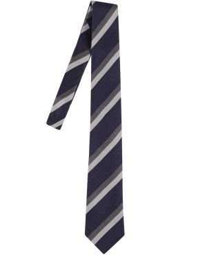 Pruhovaná hedvábná vlněná kravata Brunello Cucinelli modrá