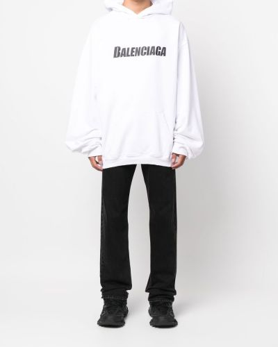 Zerrissener hoodie mit print Balenciaga weiß