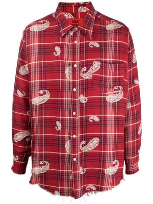 Flanelová košeľa s potlačou s paisley vzorom 424 červená