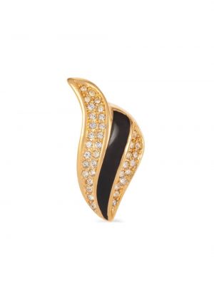 Boucles d'oreilles à imprimé à boucle en cristal Christian Dior noir