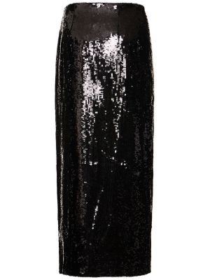 Falda midi con lentejuelas Brandon Maxwell negro