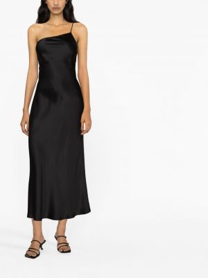 Asymetrické hedvábné šaty Maison Essentiele černé