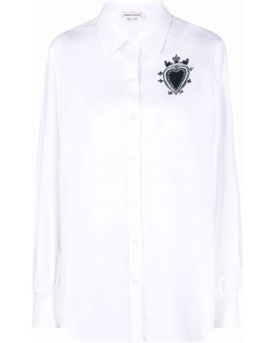 Camisa con estampado con corazón Alexander Mcqueen blanco