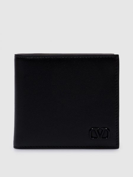 Лаковий шкіряний гаманець Valentino чорний