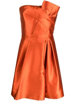 Szatén mini ruha Alberta Ferretti narancsszínű