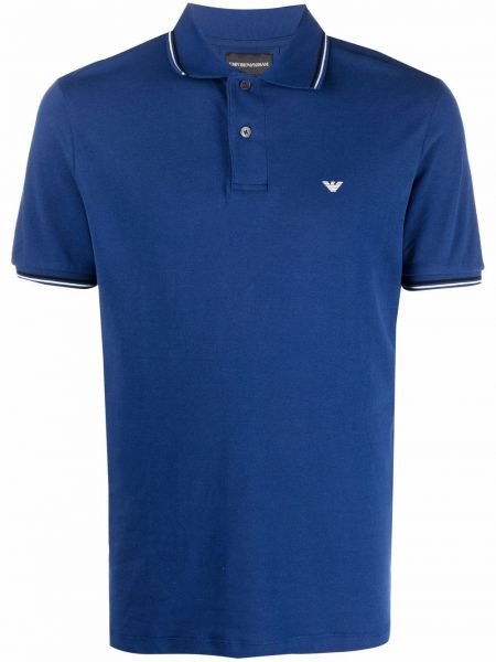 Brodert poloskjorte Emporio Armani blå