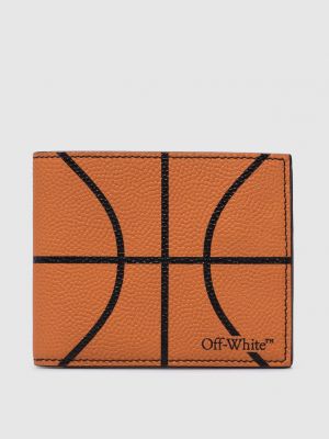 Кожаный кошелек Off-white оранжевый