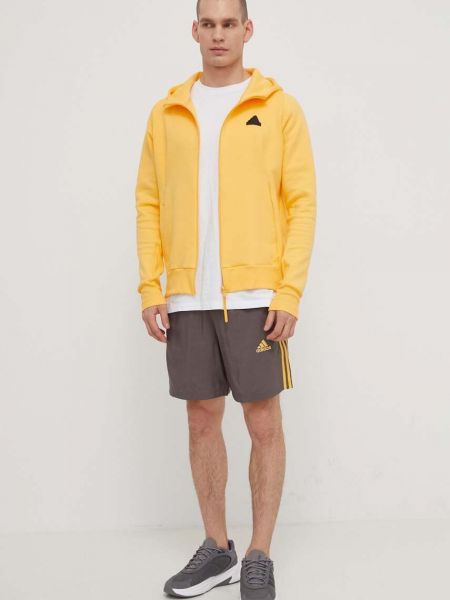 Свитер с капюшоном с принтом Adidas желтый