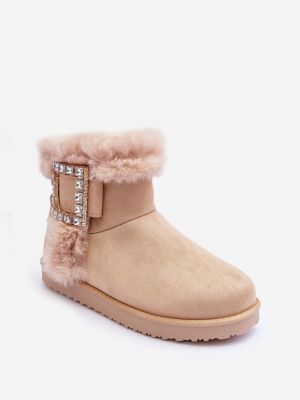 Зимни обувки за сняг с катарама с изолация Kesi бежово
