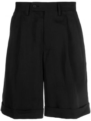 Pantaloni scurți de in de mătase plisate Caruso negru