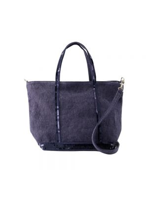 Leinen shopper handtasche mit taschen Vanessa Bruno blau