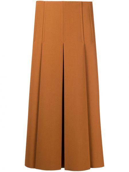 Falda midi plisada Fendi marrón