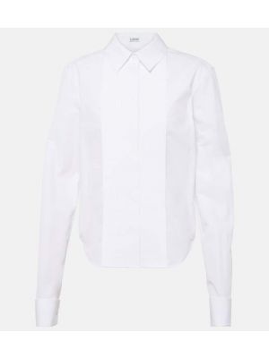 Bluse aus baumwoll mit plisseefalten Loewe weiß