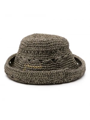 Плетена шапка бродирана Ganni черно