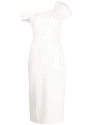Rochie midi asimetrică din crep Marchesa Notte alb