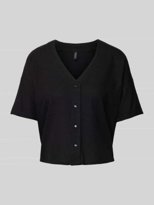 Bluzka z wiskozy z dekoltem w serek Vero Moda czarna
