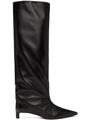 Черные кожаные высокие сапоги Jil Sander