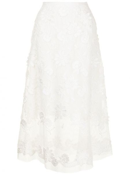 Čipkovaná midi sukňa Ermanno Scervino biela
