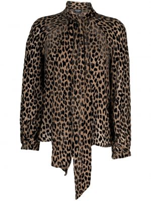 Bluză cu funde cu imagine cu model leopard Kate Spade