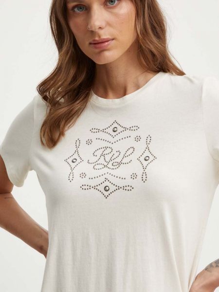 Koszulka Lauren Ralph Lauren beżowa