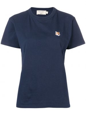 Camiseta con bordado Maison Kitsuné azul