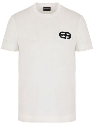 Hímzett póló Emporio Armani fehér
